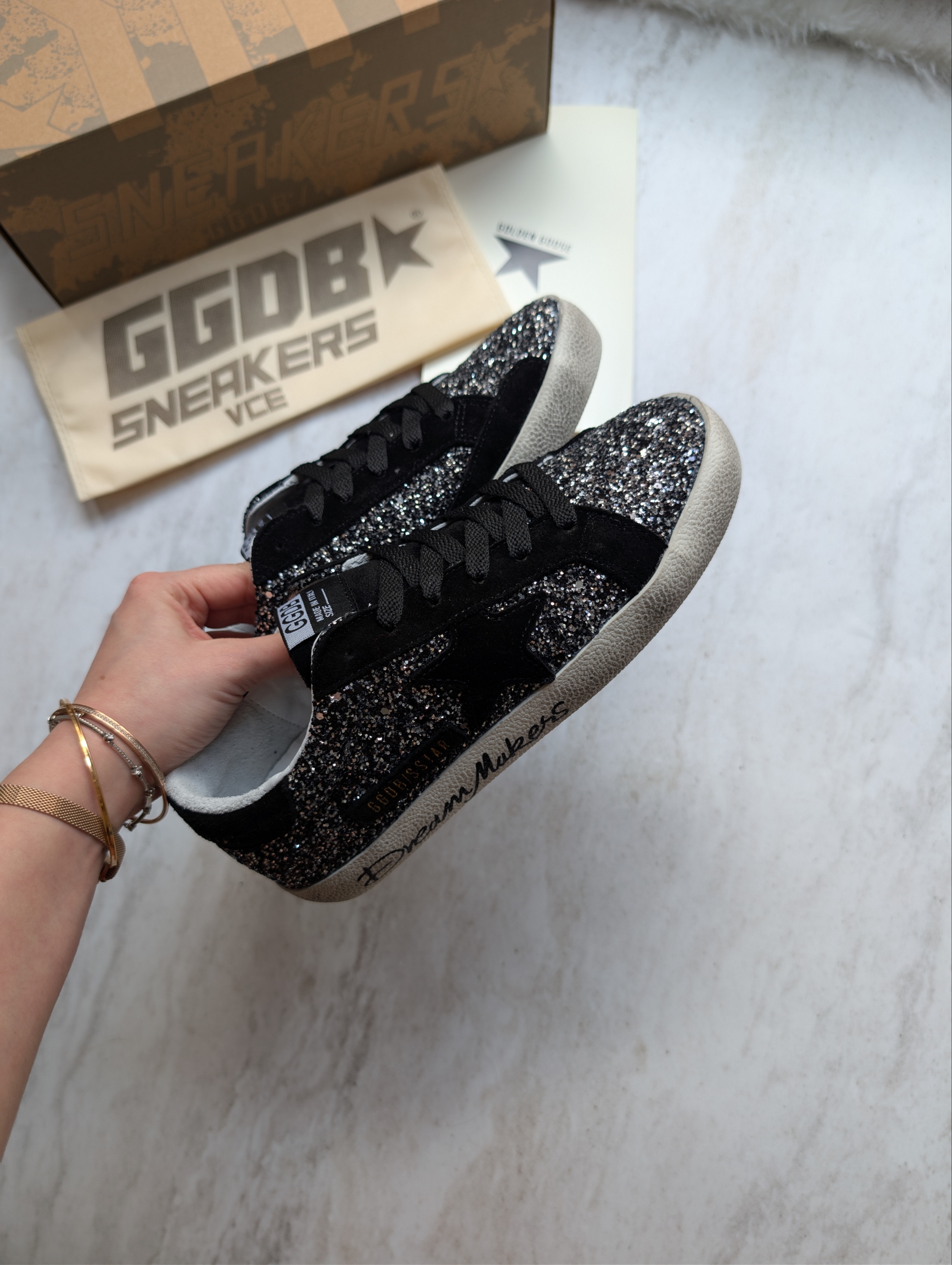 Golden Goose Deluxe Black Glitter